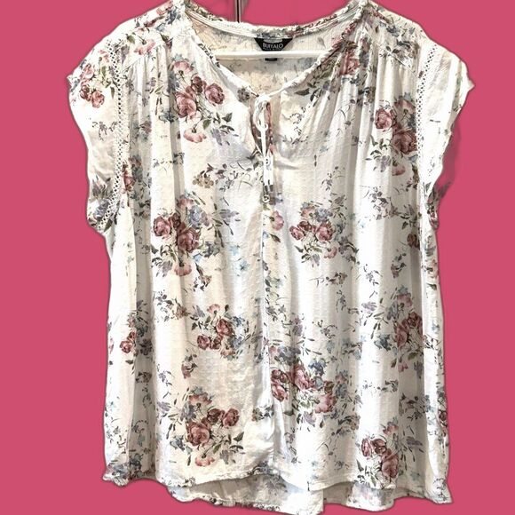 Buffalo David Bitton Flutter Sleeve Floral Top - Size XL - Picture 3 of 6